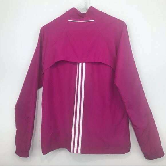 Adidas Magenta Pink White Stripe Vented Zip Up Track Jacket - Picture 3 of 15